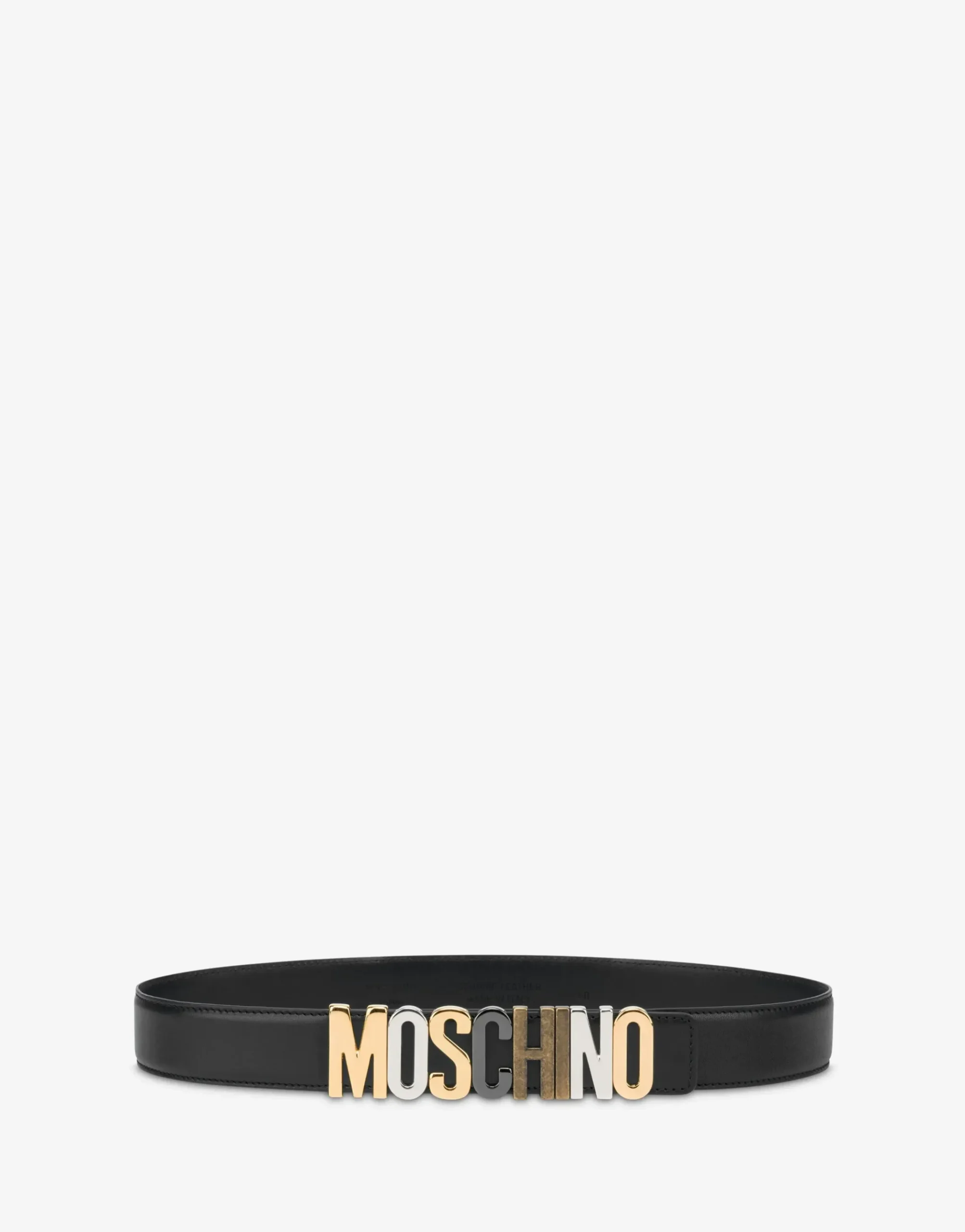 Moschino Calf Mixed Lettering Logo Belt