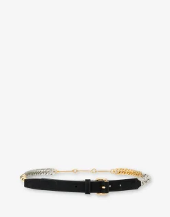 Moschino Calfskin belt with chains