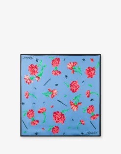 Moschino Carnation Print Silk Scarf