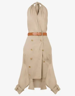 Moschino Cotton Canvas Dress with Trench Details
