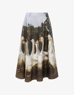 Moschino Cotton Gabardine Skirt Goose