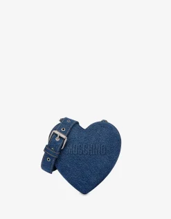 Moschino Denim Heartbeat bag with logo