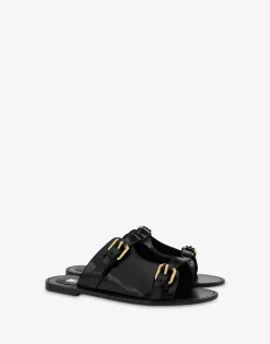 Moschino Flat Buckle Sandals