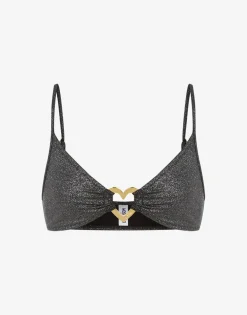 Moschino Glitter Metal Heart Bikini Top