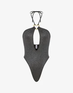Moschino Glitter Metal Heart One-piece Swimsuit