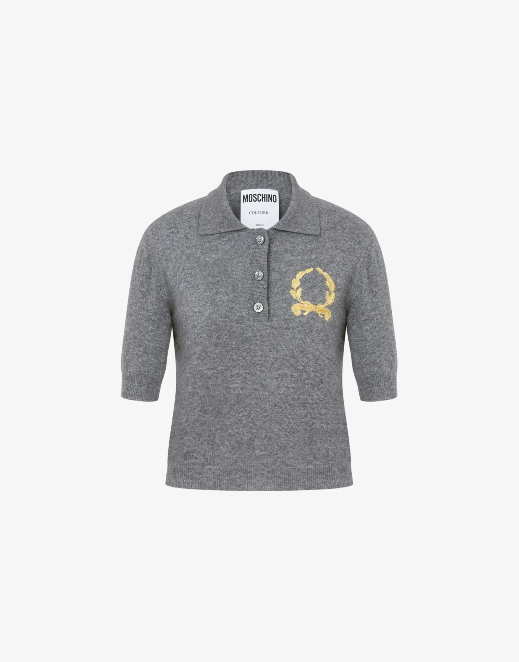 Moschino Knit Polo Shirt Laurel Crown Logo