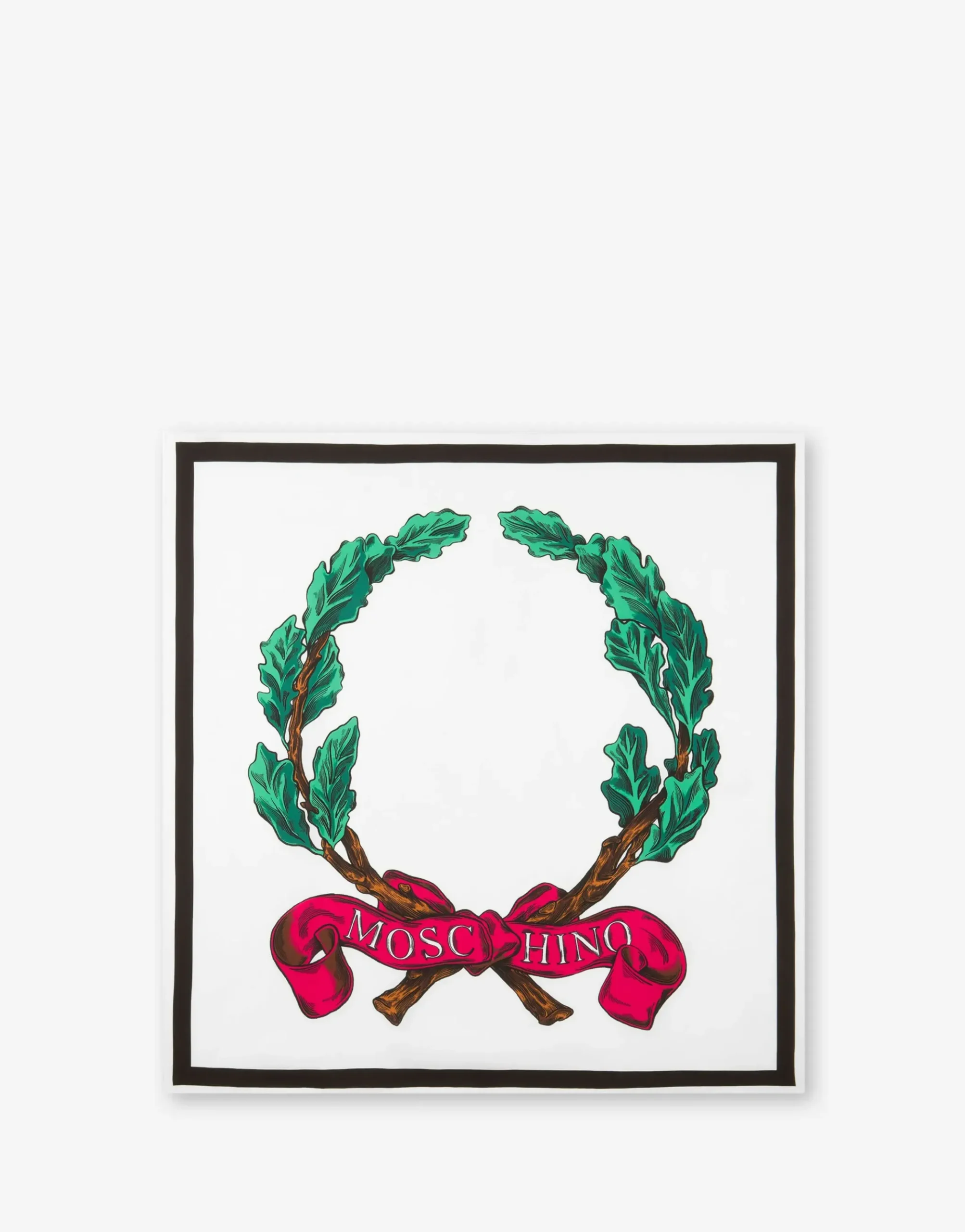 Moschino Laurel Crown Logo Silk Scarf
