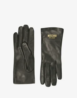 Moschino Leather gloves with logo