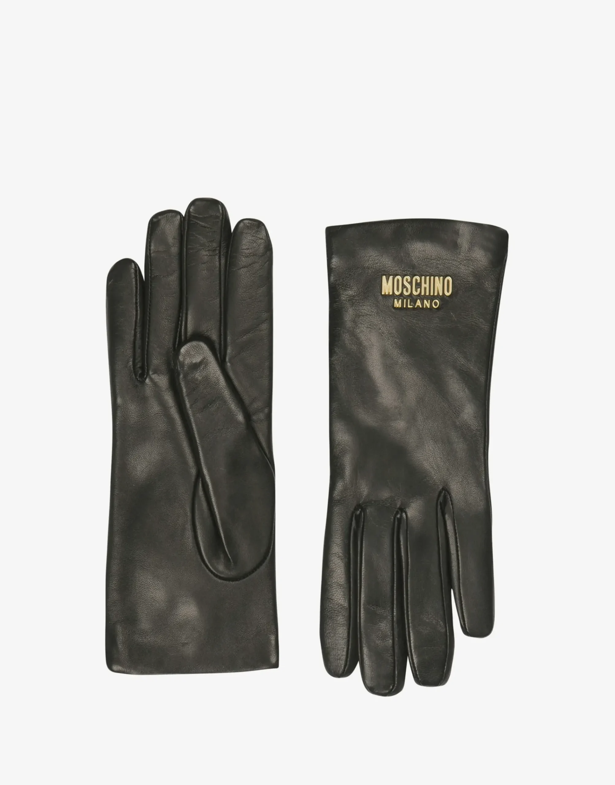 Moschino Leather gloves with logo