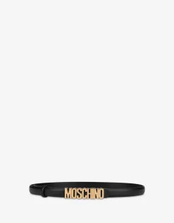 Moschino Lettering Logo calfskin belt