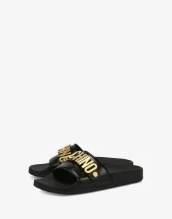 Moschino Lettering Logo PVC pool slides