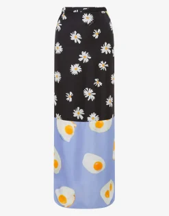 Moschino Long Silk Twill Skirt Patchwork