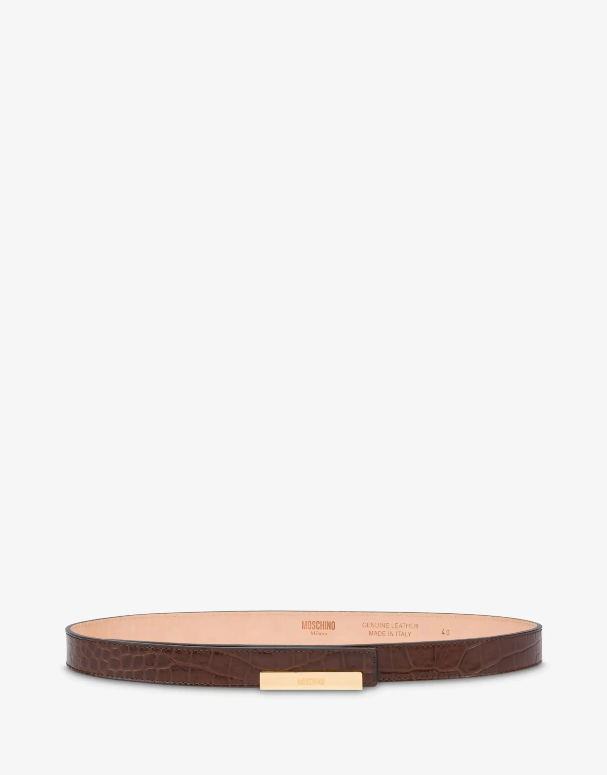 Moschino Metal Plaque calfskin belt