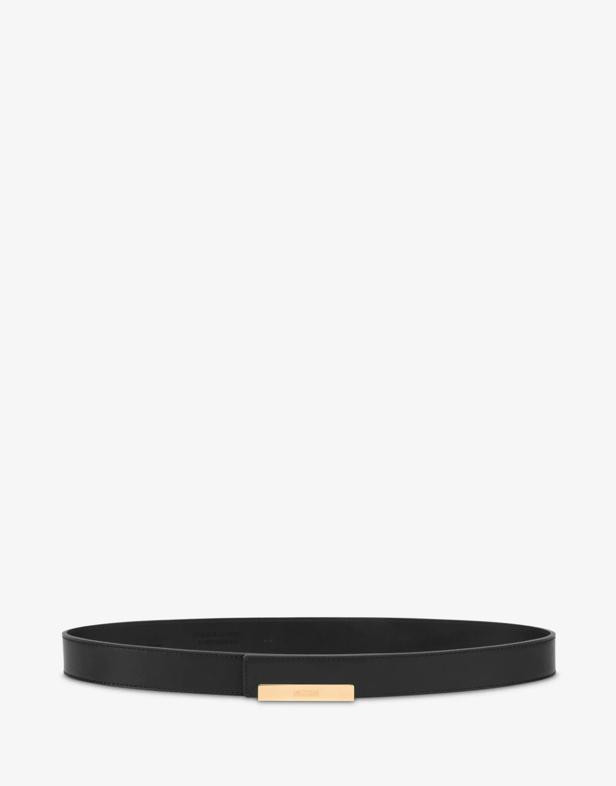 Moschino Metal Plaque calfskin belt