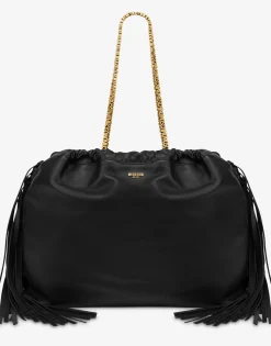 Moschino Mini Lettering shopper with fringes