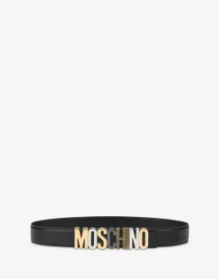 Moschino Mixed Lettering Logo calfskin belt