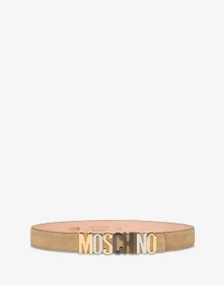 Moschino Mixed Lettering Logo calfskin belt
