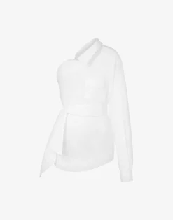 Moschino One-Shoulder Stretch Poplin Shirt