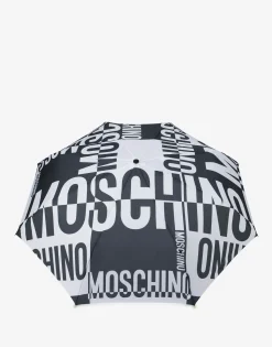 Moschino Openclose & White Logo Umbrella