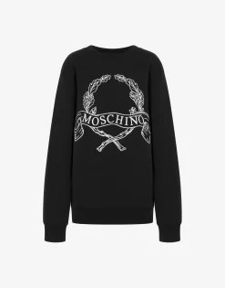 Moschino Organic Cotton Hoodie Laurel Crown Logo