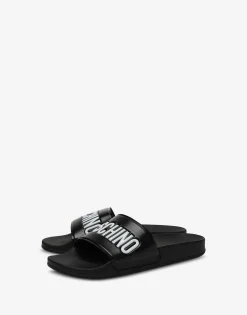 Moschino PVC pool slides with logo