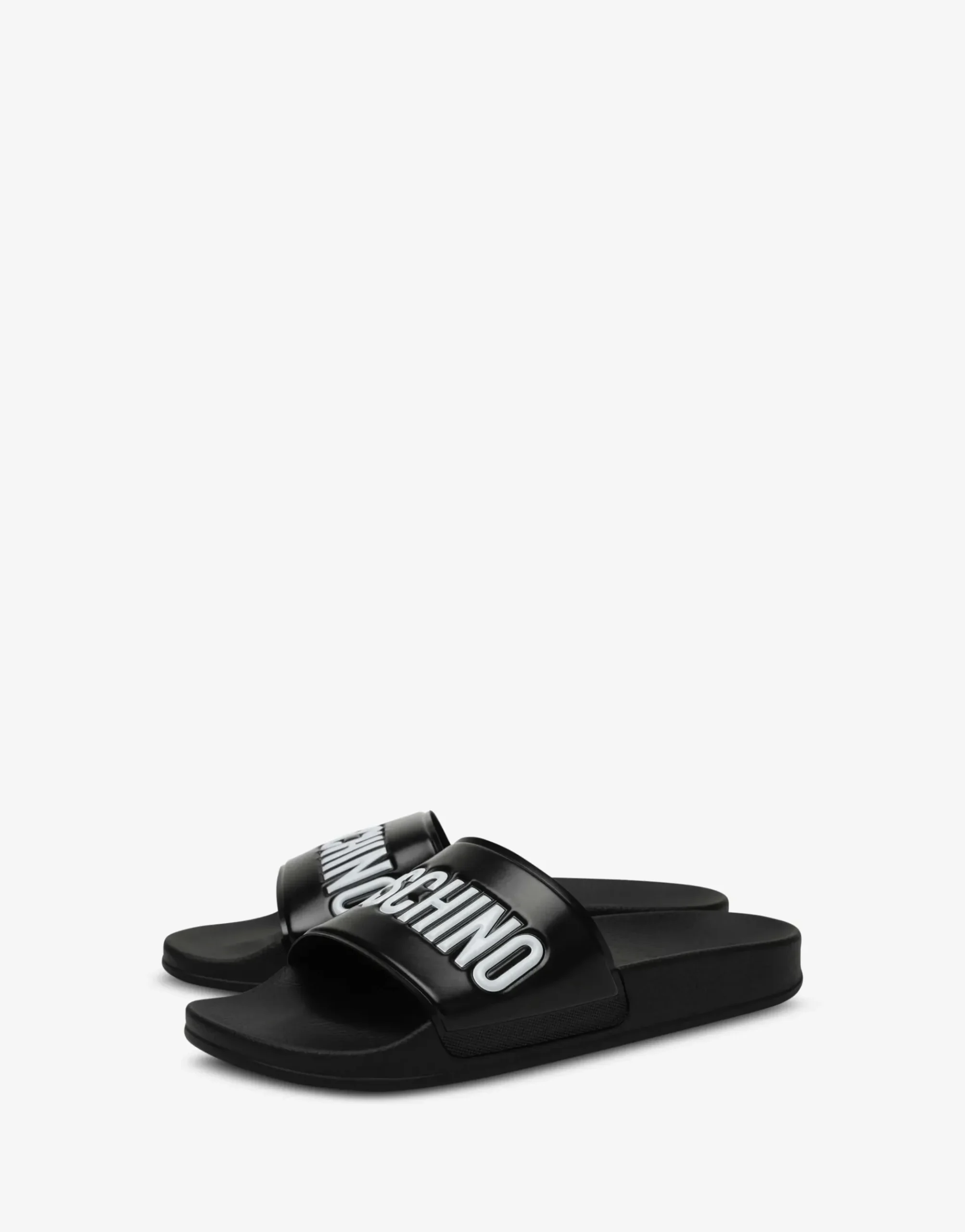 Moschino PVC pool slides with logo