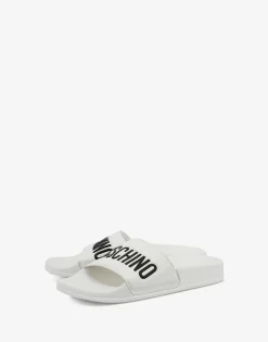 Moschino PVC pool slides with logo