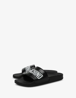 Moschino Rubber pool slides with logo