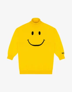 Moschino Smiley® Embroidery wool knit dress