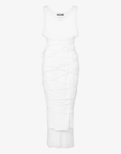 Moschino Stretch cotton dress with laces