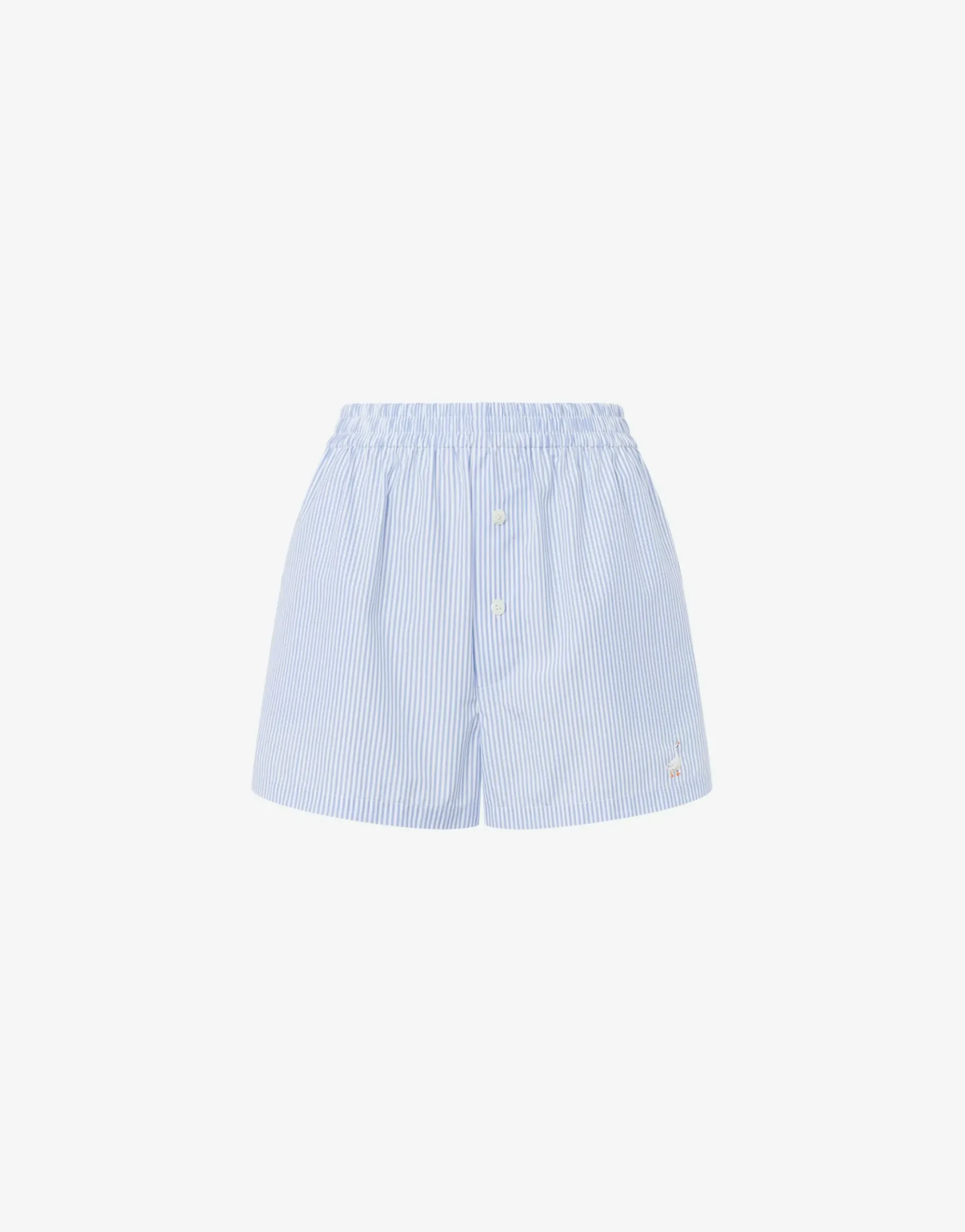 Moschino Striped Poplin Shorts Goose Embroidery