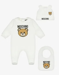 BOY Moschino Teddy Print bodysuit, hat, and bib set
