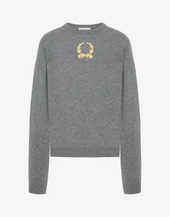 Moschino Wool and Cashmere Pullover Laurel Crown Embroidery