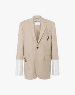 Moschino Wool Canvas Jacket with Cuff Details