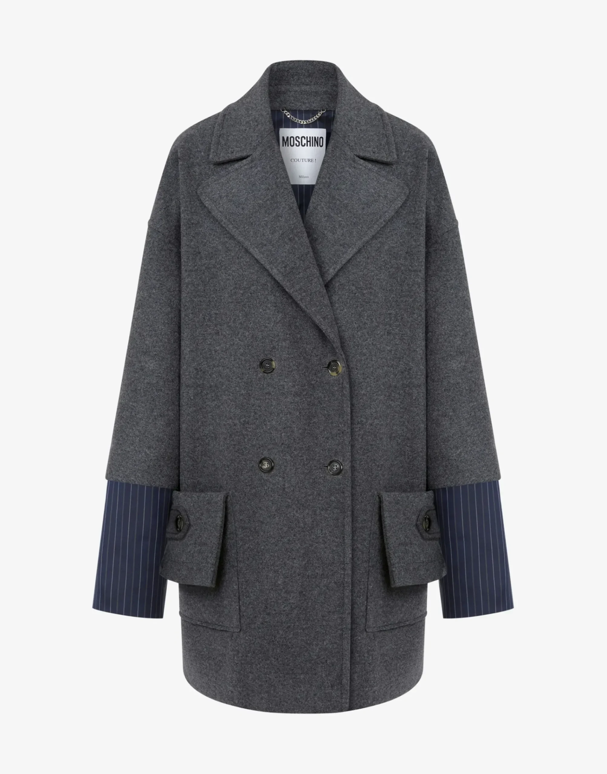 Moschino Wool Felt Coat with Cuff Details